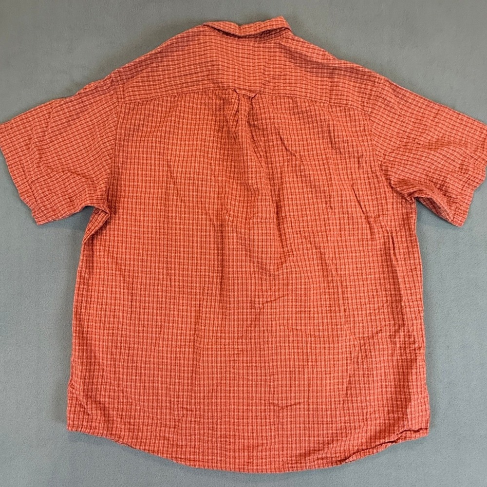 Columbia Shirt Mens XXL Orange Grid Plaid Short Sleeve Cotton Fishing Outdoor - Picture 11 of 11
